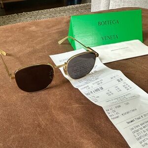 Bottega Veneta Gold and Brown Sunglasses